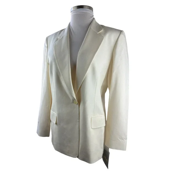 NWT Pendelton Blazer Suit Jacket 100% Virgin Wool Cream Single Button Size 16 - Picture 5 of 14